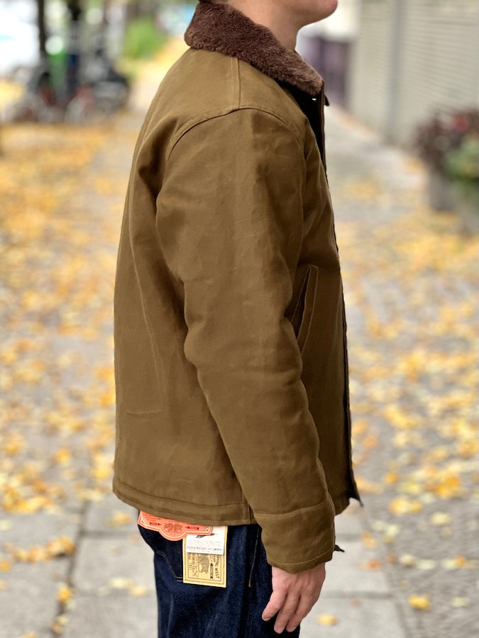1940'S MILITARY CLOTHING "NAVY DEPARTMENT" N-1 Deck Jacket - Dark Khaki Beige