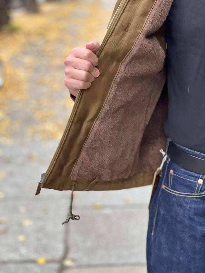 1940'S MILITARY CLOTHING "NAVY DEPARTMENT" N-1 Deck Jacket - Dark Khaki Beige