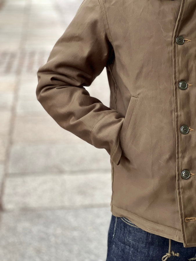 1940'S MILITARY CLOTHING "NAVY DEPARTMENT" N-1 Deck Jacket - Khaki Green