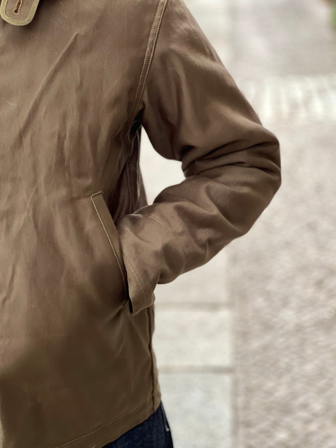 1940'S MILITARY CLOTHING "NAVY DEPARTMENT" N-1 Deck Jacket - Khaki Green