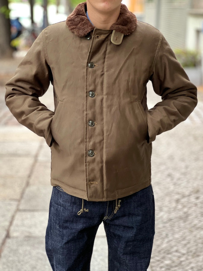 1940'S MILITARY CLOTHING "NAVY DEPARTMENT" N-1 Deck Jacket - Khaki Green