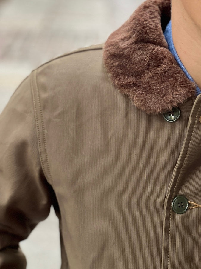 1940'S MILITARY CLOTHING "NAVY DEPARTMENT" N-1 Deck Jacket - Khaki Green