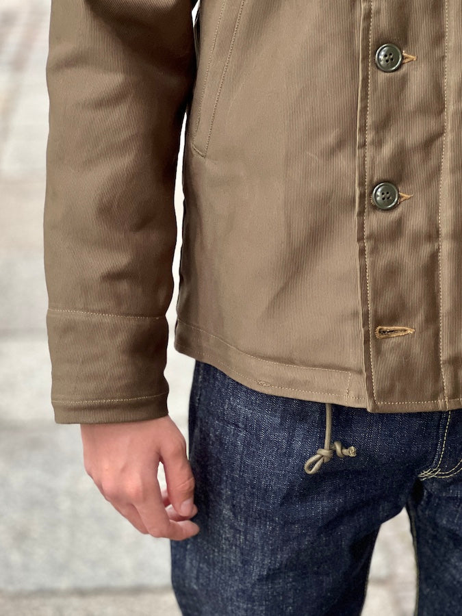 1940'S MILITARY CLOTHING "NAVY DEPARTMENT" N-1 Deck Jacket - Khaki Green