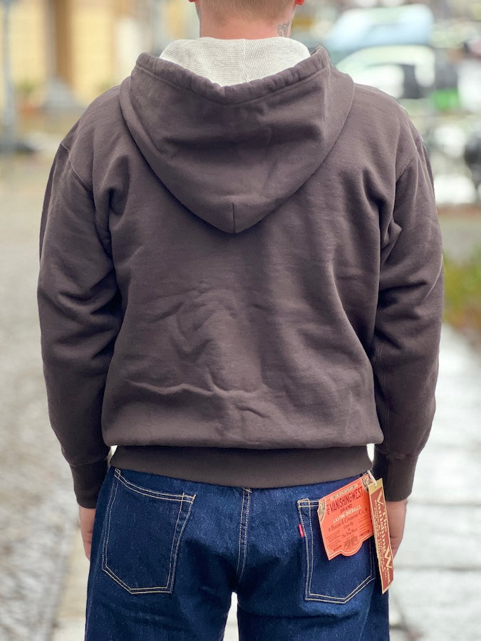 "FULL ZIP SWEAT HOODIE" - POWER WEAR - 1960s STYLE - Black x Oatmeal