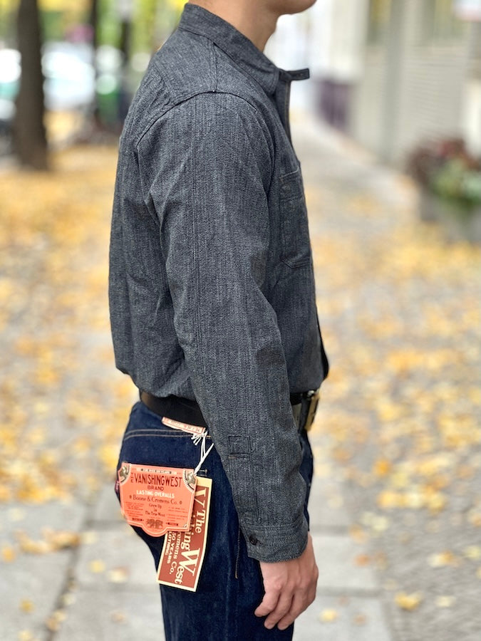 "Neal" SHIRT - UNION SPECIAL OVERALLS - 1926 STYLE WORK CLOTHING - Black Pepper Chambray