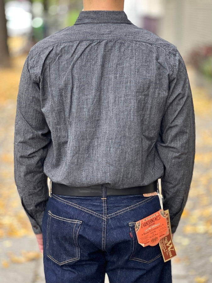 "Neal" SHIRT - UNION SPECIAL OVERALLS - 1926 STYLE WORK CLOTHING - Black Pepper Chambray