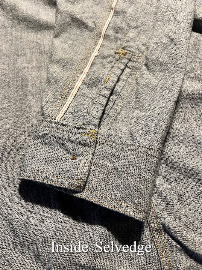 "Neal" SHIRT - UNION SPECIAL OVERALLS - 1926 STYLE WORK CLOTHING - White Pepper Chambray