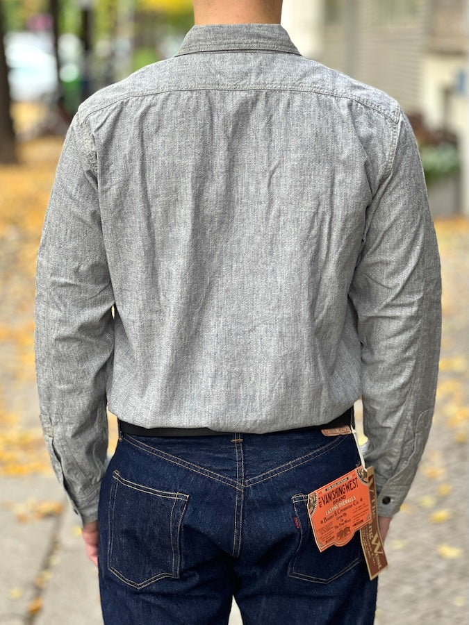 "Neal" SHIRT - UNION SPECIAL OVERALLS - 1926 STYLE WORK CLOTHING - White Pepper Chambray