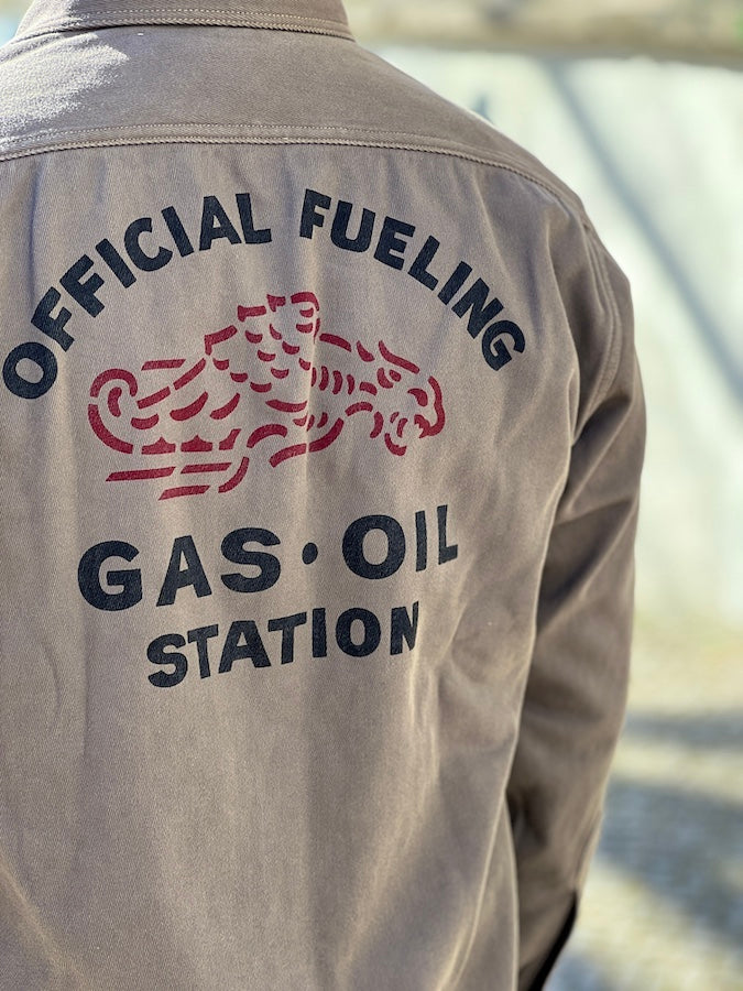 " BONNEVILLE OFFICIAL FUELING STATION " Gemsa WORK SHIRT - 1930s STYLE WORK SHIRT