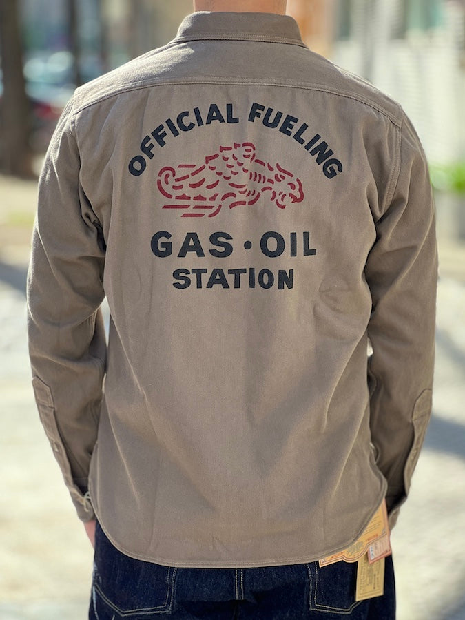 " BONNEVILLE OFFICIAL FUELING STATION " Gemsa WORK SHIRT - 1930s STYLE WORK SHIRT