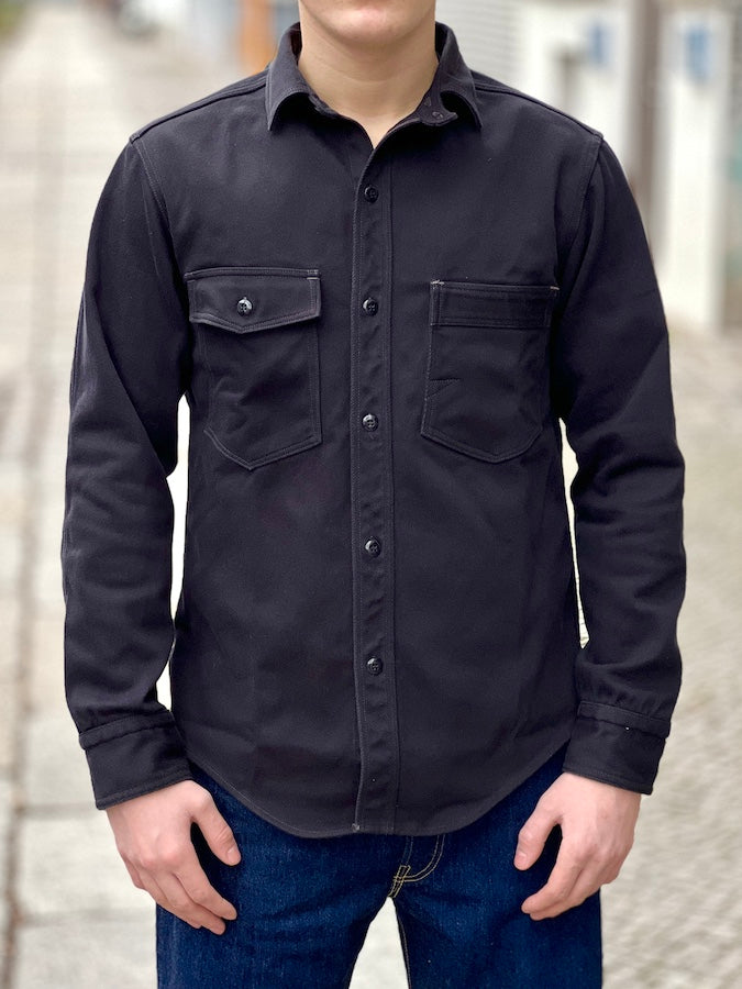 "Gemsa" WORK SHIRT - UNION SPECIAL OVERALLS - 1930s STYLE WORK SHIRT - Jet Black