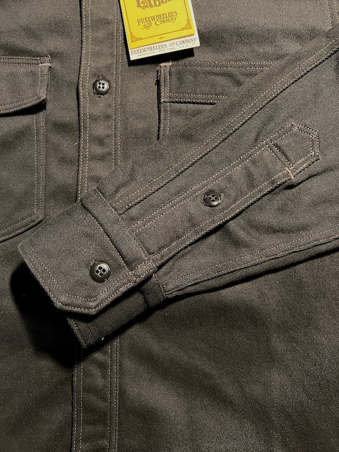 "Gemsa" WORK SHIRT - UNION SPECIAL OVERALLS - 1930s STYLE WORK SHIRT - Jet Black