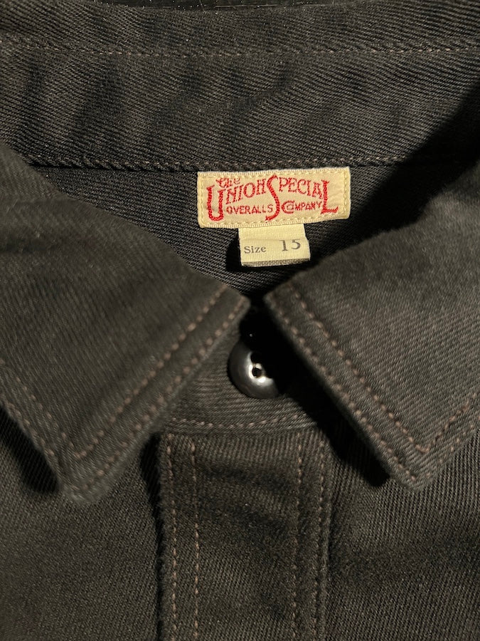 "Gemsa" WORK SHIRT - UNION SPECIAL OVERALLS - 1930s STYLE WORK SHIRT - Jet Black