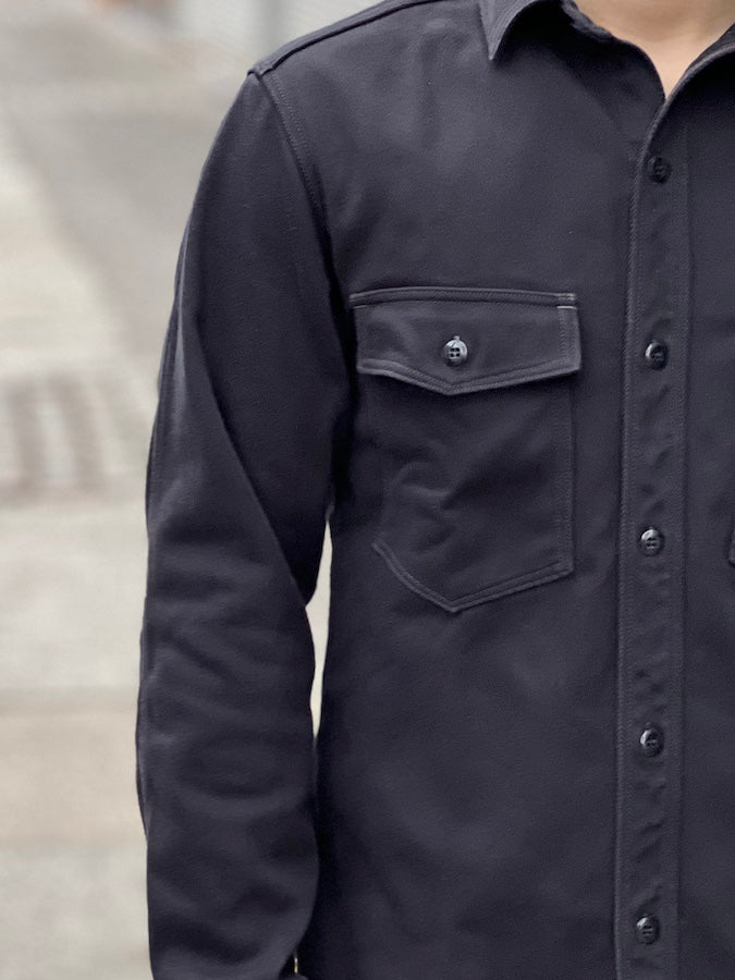 "Gemsa" WORK SHIRT - UNION SPECIAL OVERALLS - 1930s STYLE WORK SHIRT - Jet Black