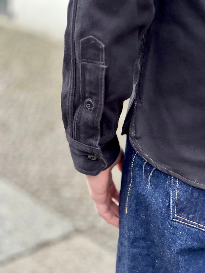 "Gemsa" WORK SHIRT - UNION SPECIAL OVERALLS - 1930s STYLE WORK SHIRT - Jet Black