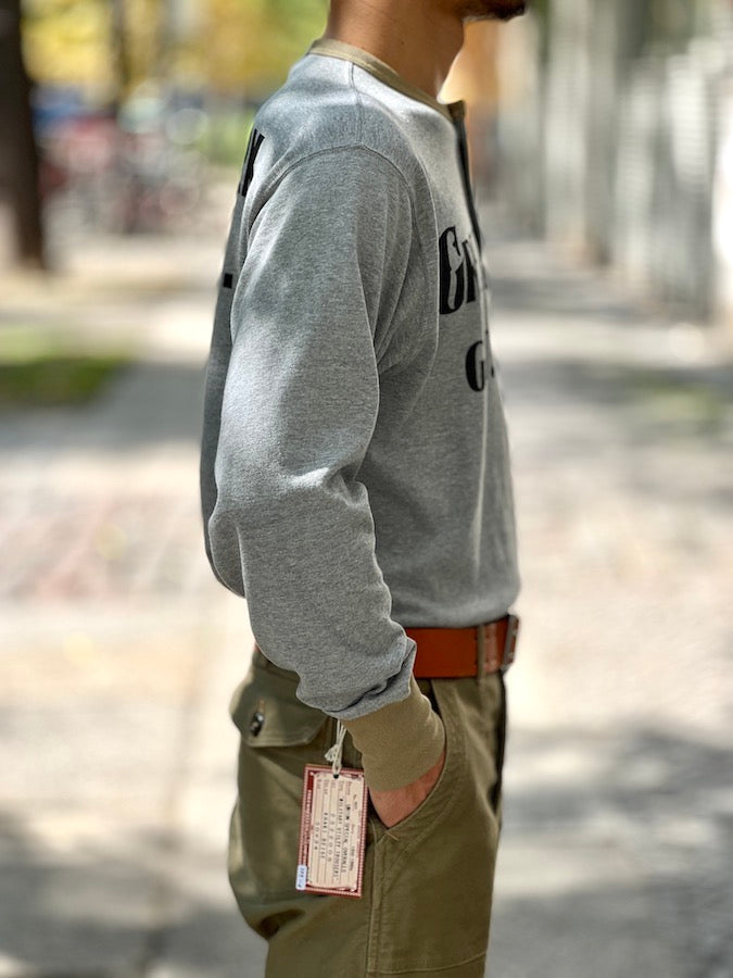 "GREAT LAKES LOGO" HENLEY NECKED LONG SLEEVE SHIRT - Vintage Style Medium Weight Jersey