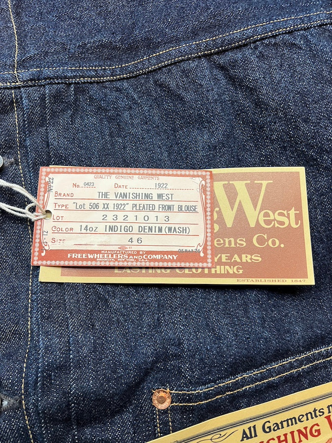 "Lot 506 XX 1922" - 1st Generation Denim Jacket - Original 14oz Indigo Denim