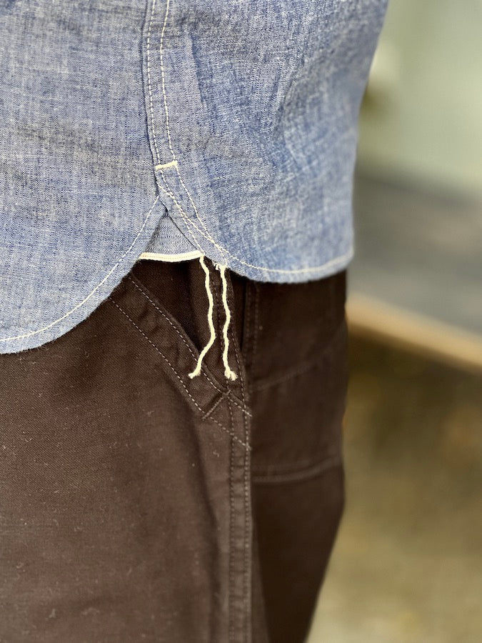 "HEAD MAN" - UNION SPECIAL OVERALLS - "Vintage Style Indigo Chambray" CUT-SLEEVE SHIRT