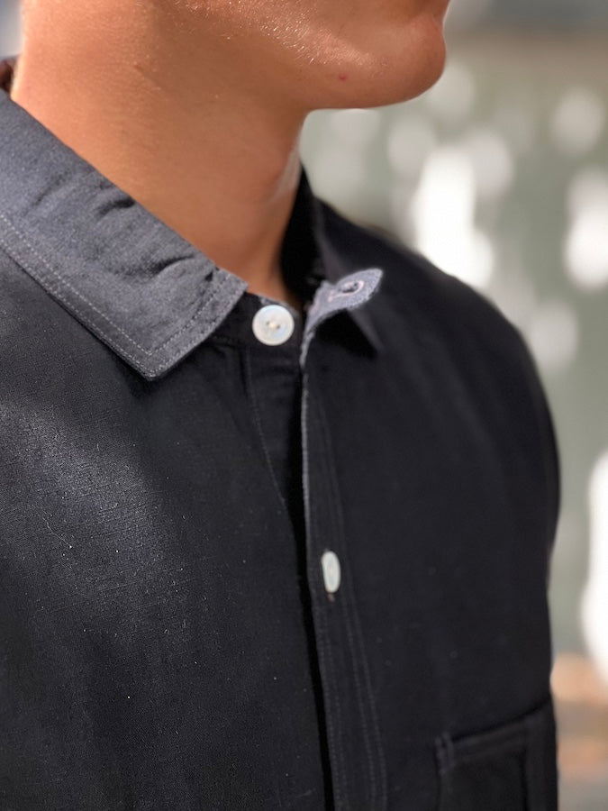 "Big Bertha" SHIRT - UNION SPECIAL OVERALLS "Vintage Style 5.5oz Cotton/Linen Chambray" - Black