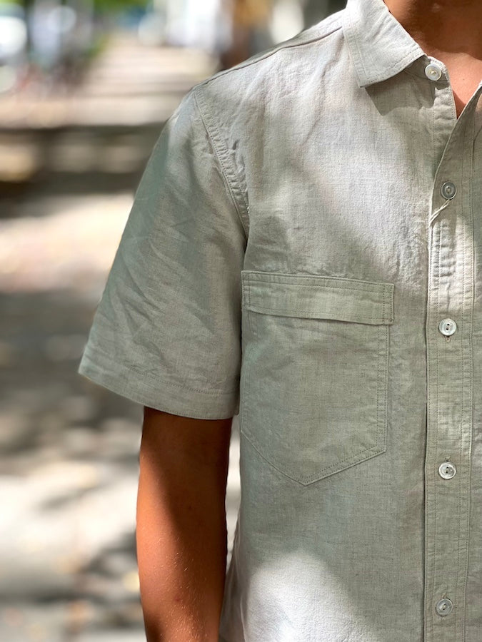 "Big Bertha" SHIRT - UNION SPECIAL OVERALLS "Vintage Style 5.5oz Cotton/Linen Chambray" - Raw White