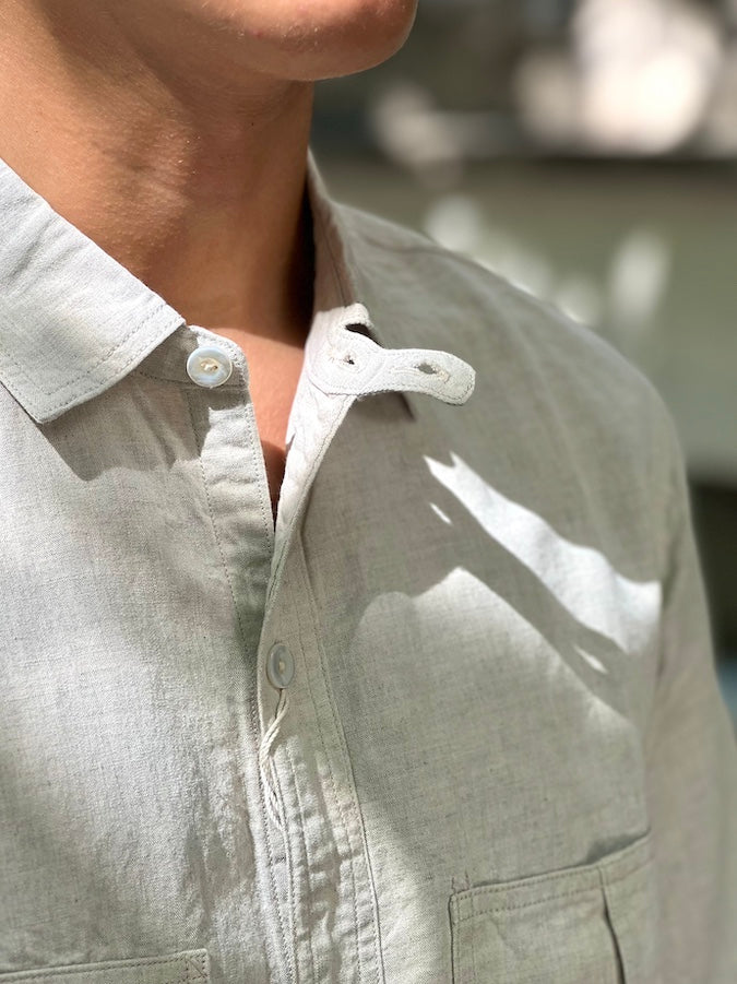 "Big Bertha" SHIRT - UNION SPECIAL OVERALLS "Vintage Style 5.5oz Cotton/Linen Chambray" - Raw White