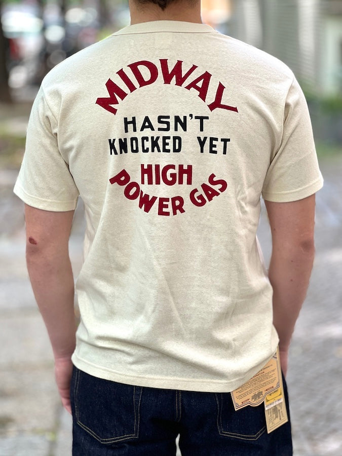 " MIDWAY GASOLINE " - Vintage Style Medium Weight Jersey "40s POWER WEAR PRINTED LABEL"
