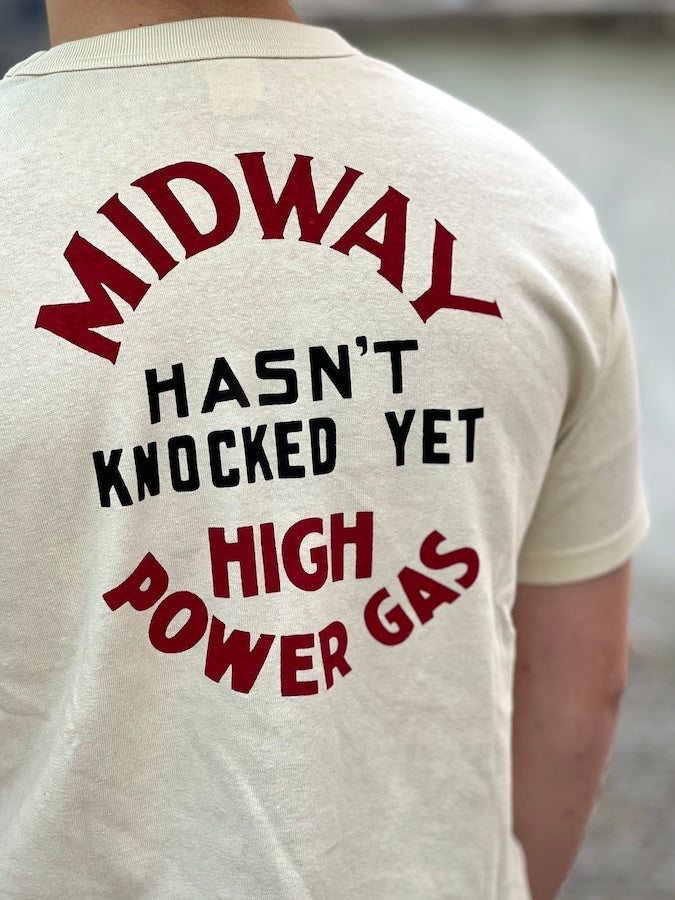 " MIDWAY GASOLINE " - Vintage Style Medium Weight Jersey "40s POWER WEAR PRINTED LABEL"