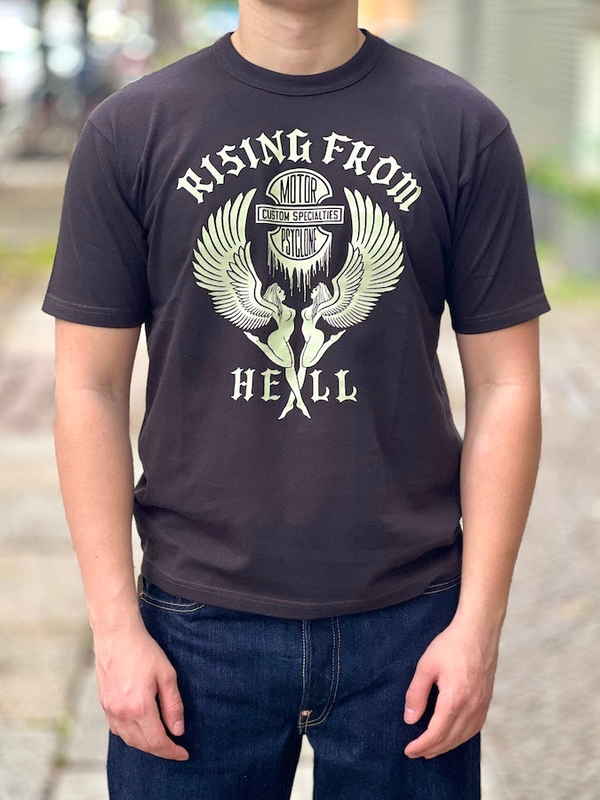 "RISING FROM HELL" - Vintage Style Medium Weight Jersey "50s POWER WEAR PRINTED LABEL"