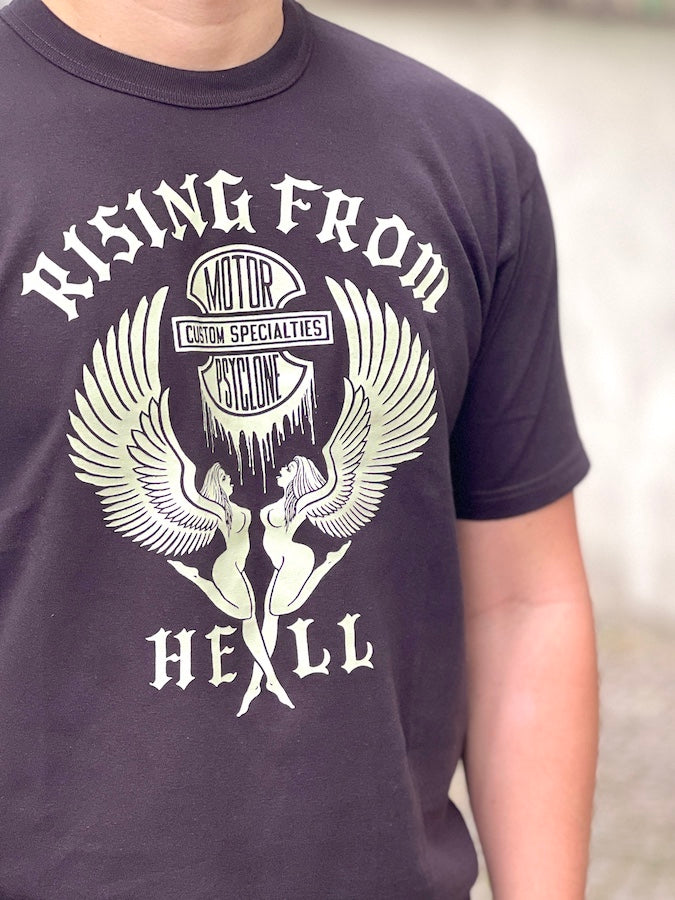 "RISING FROM HELL" - Vintage Style Medium Weight Jersey "50s POWER WEAR PRINTED LABEL"