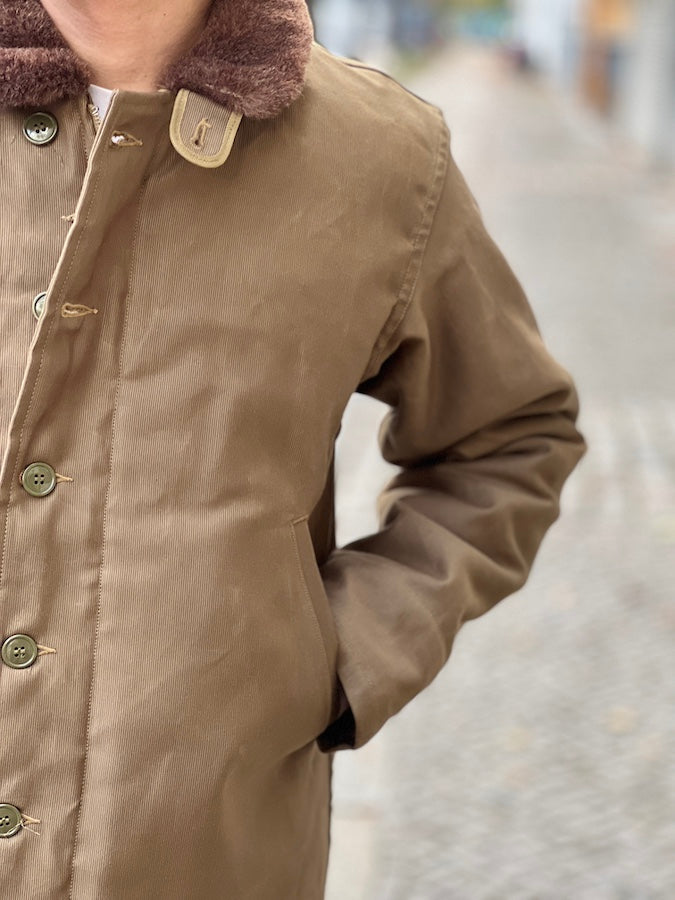 1940'S MILITARY CLOTHING "NAVY DEPARTMENT" ZIP DECK JACKET TYPE N-1 - Khaki Beige