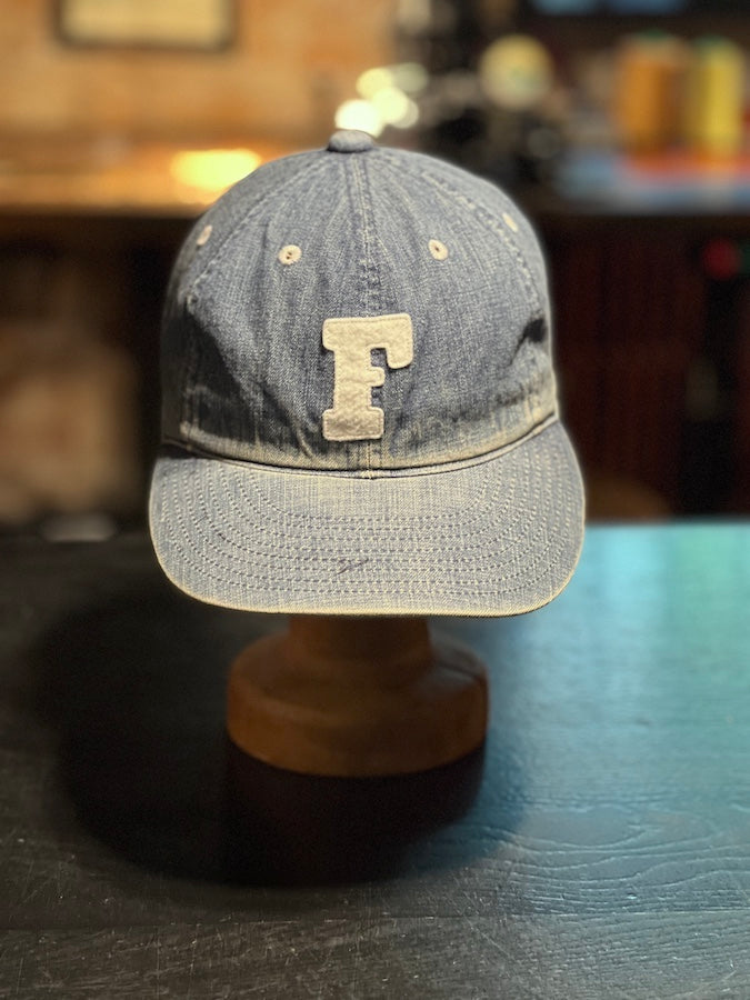 6843HW - " F " Vintage Wash - 6 Panel Denim 1950's Baseball Cap