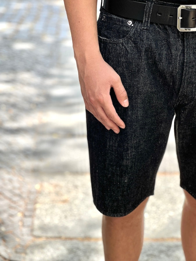 1904BK - 5 Pocket Denim Shorts - 13.7oz " Black " Selvedge Denim