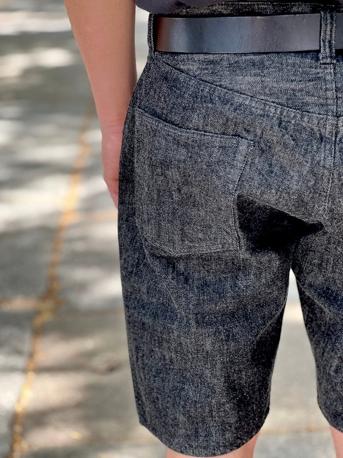 1904BK - 5 Pocket Denim Shorts - 13.7oz " Black " Selvedge Denim