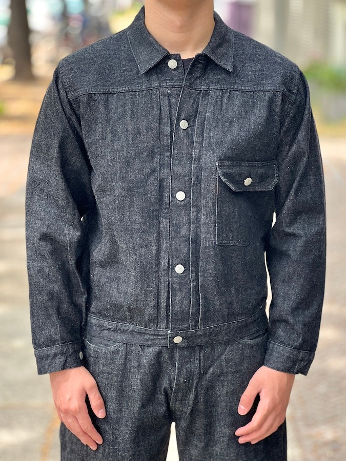 2107BK - Type I Black Denim Jacket - 13.7oz Selvedge Denim - One Washed