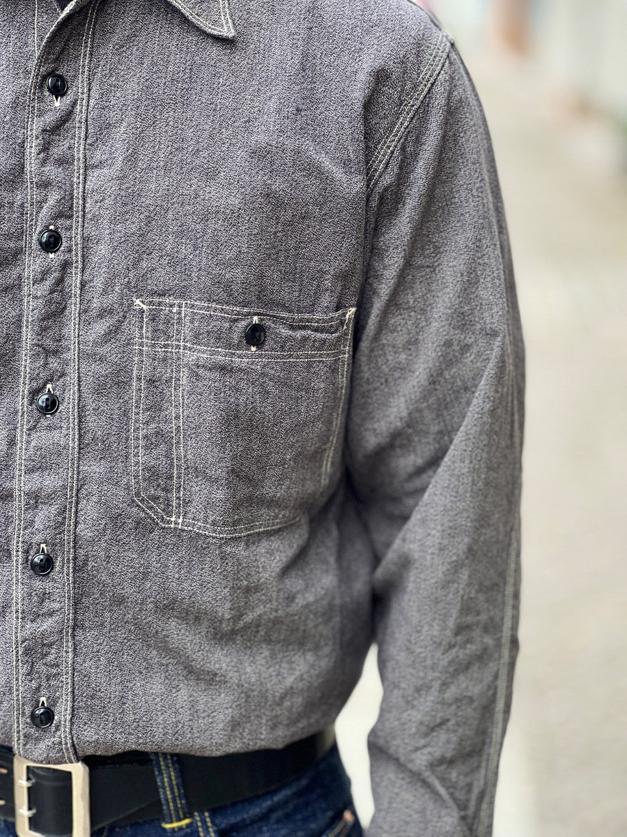 4090-2 - 30s Triple Stitch Covert Chambray Shirt - Covert Gray
