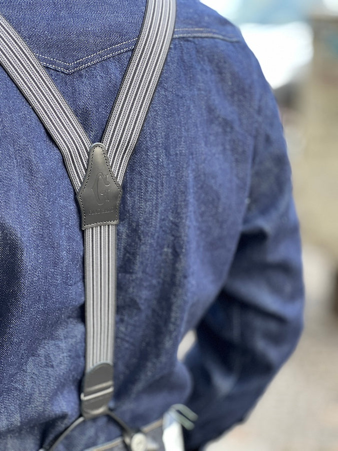 GLAD HAND & Co. - Suspender with embossed leather patch and loops - Black