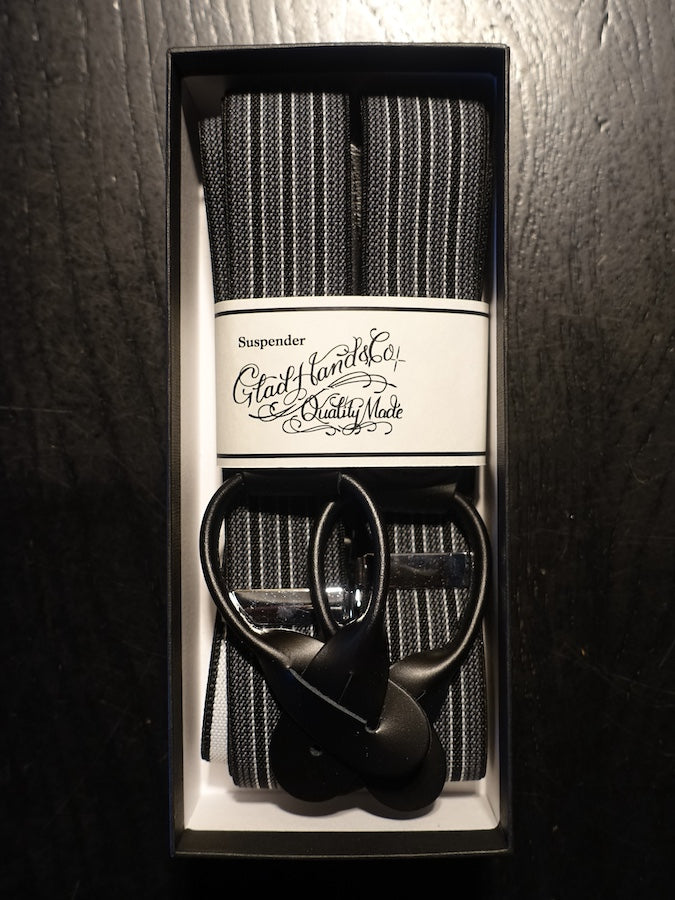 GLAD HAND & Co. - Suspender with embossed leather patch and loops - Black