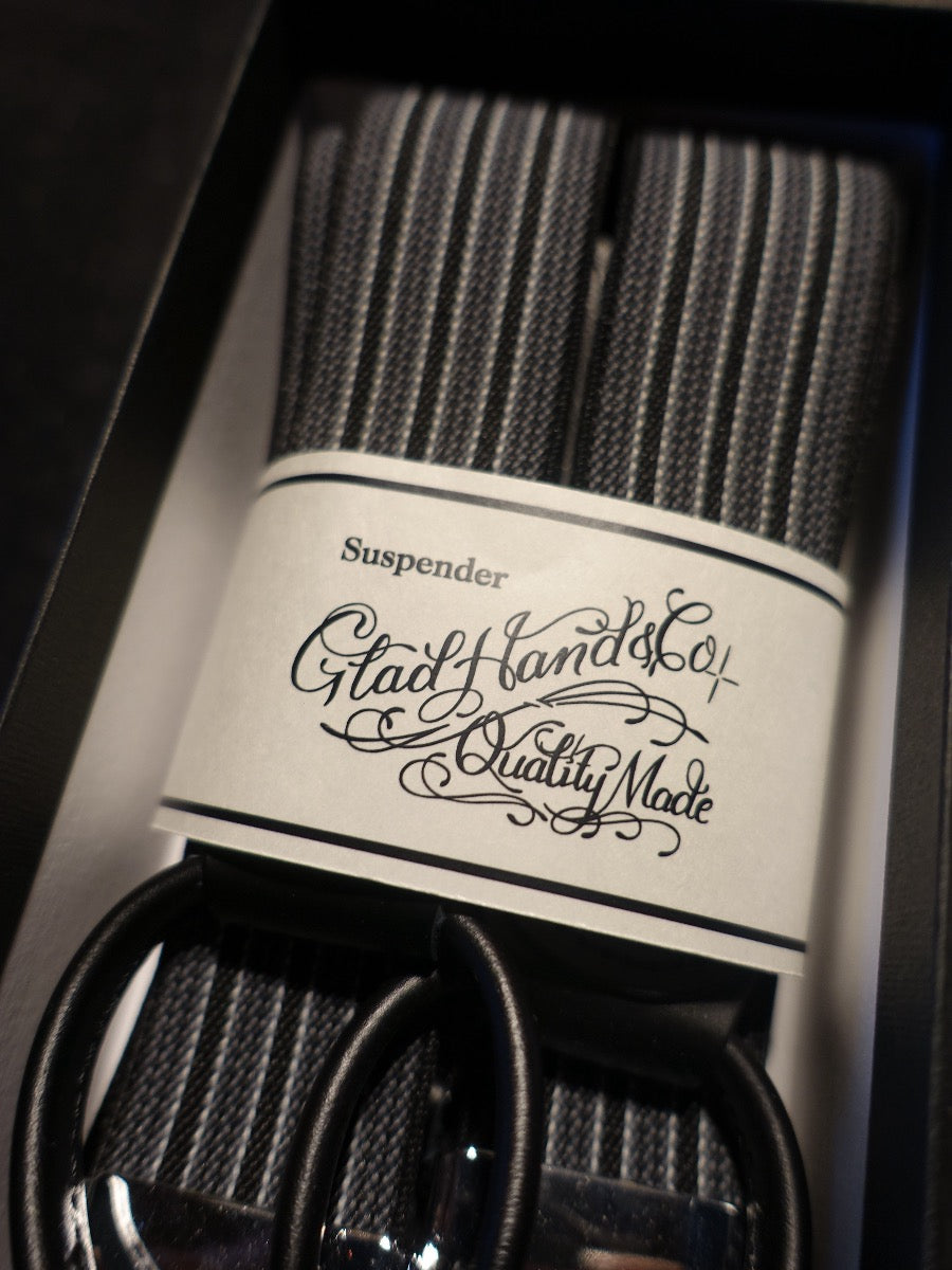 GLAD HAND & Co. - Suspender with embossed leather patch and loops - Black