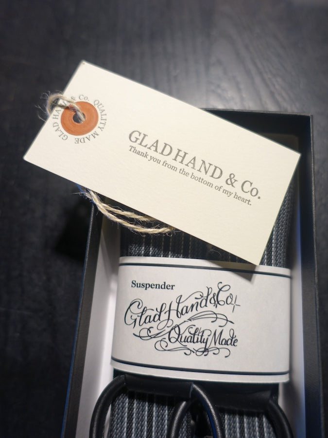 GLAD HAND & Co. - Suspender with embossed leather patch and loops - Black