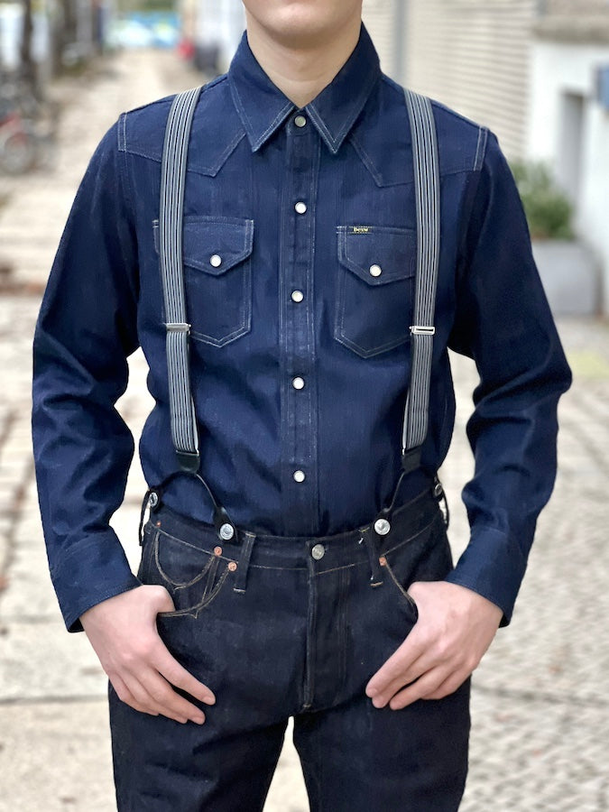 GLAD HAND & Co. - Suspender with embossed leather patch and loops - Black