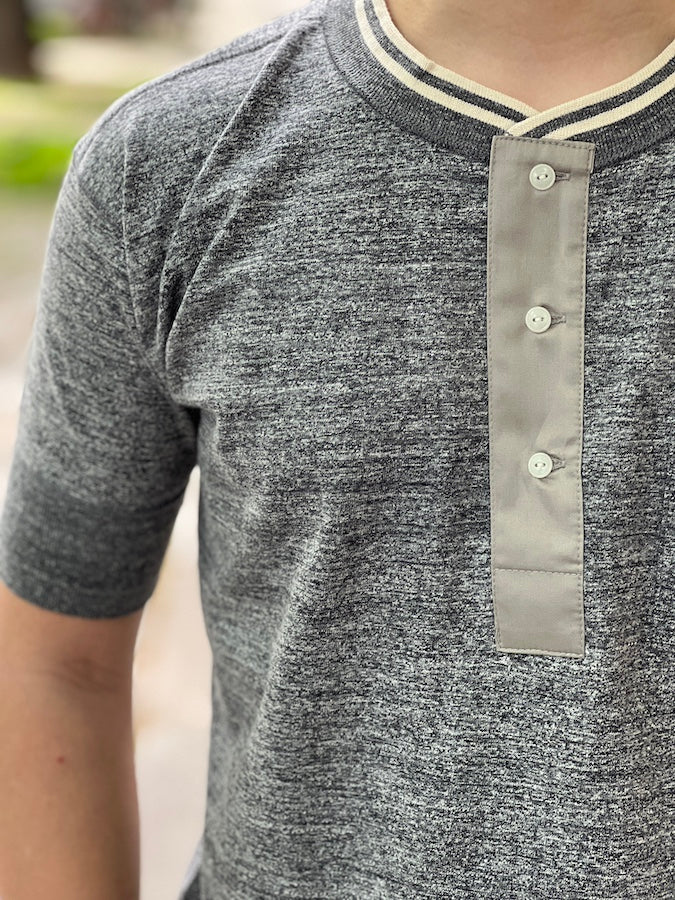 ROYAL CLASS - R-04 HENRY Loopwheeled Pocket T-Shirt - Heather Grey