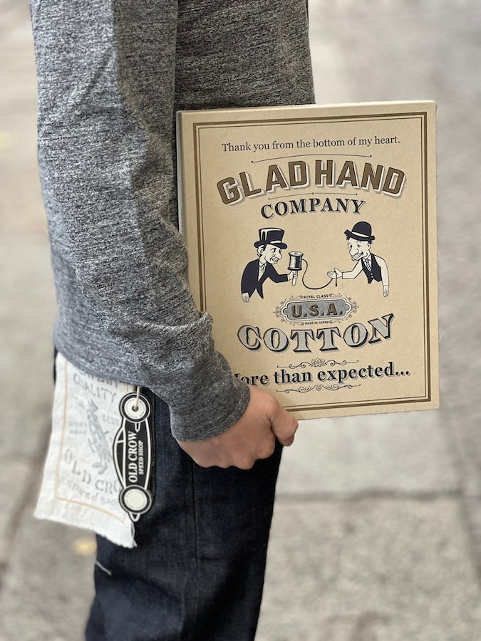 GLAD HAND & Co. - ROYAL CLASS - R-08 - Henry Pocket Long Sleeve T-Shirt - Loopwheeled - 100% U.S.A. Cotton - Heather Grey