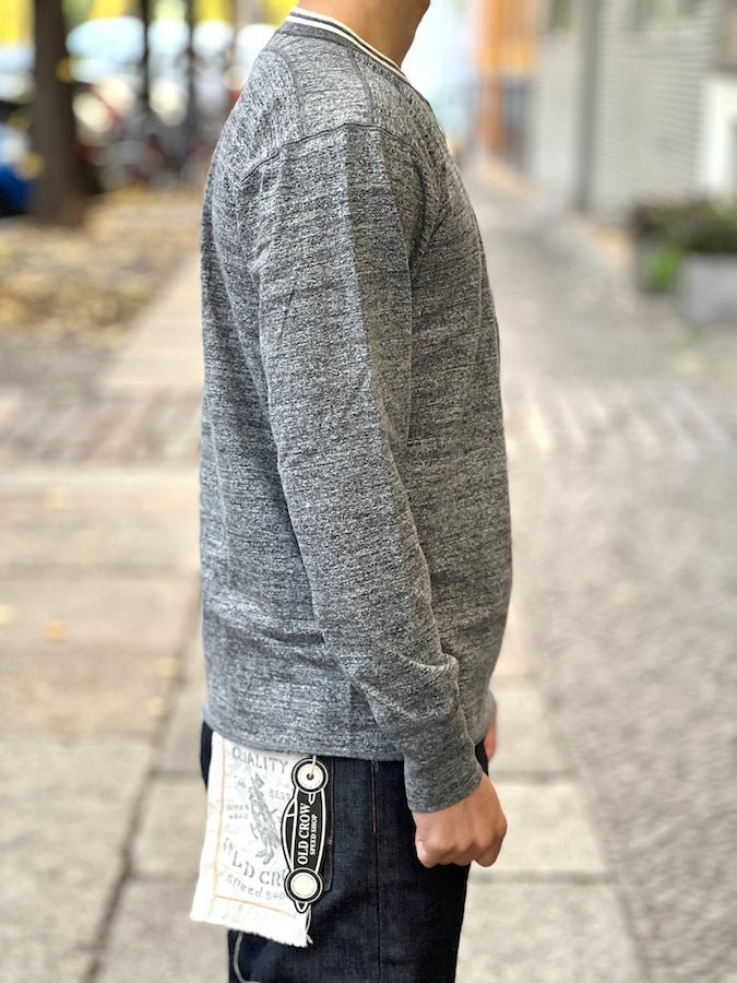 GLAD HAND & Co. - ROYAL CLASS - R-08 - Henry Pocket Long Sleeve T-Shirt - Loopwheeled - 100% U.S.A. Cotton - Heather Grey