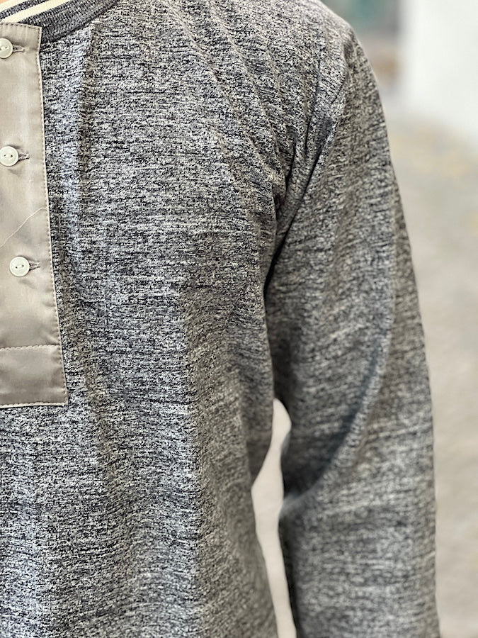 GLAD HAND & Co. - ROYAL CLASS - R-08 - Henry Pocket Long Sleeve T-Shirt - Loopwheeled - 100% U.S.A. Cotton - Heather Grey