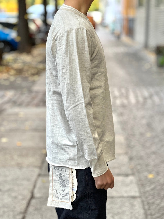 GLAD HAND & Co. - ROYAL CLASS - R-08 - Henry Pocket Long Sleeve T-Shirt - Loopwheeled - 100% U.S.A. Cotton - Oatmeal