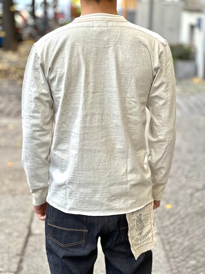 GLAD HAND & Co. - ROYAL CLASS - R-08 - Henry Pocket Long Sleeve T-Shirt - Loopwheeled - 100% U.S.A. Cotton - Oatmeal