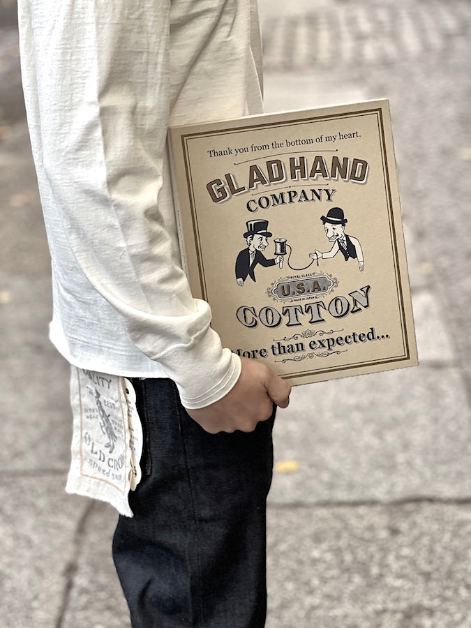 GLAD HAND & Co. - ROYAL CLASS - R-08 - Henry Pocket Long Sleeve T-Shirt - Loopwheeled - 100% U.S.A. Cotton - White