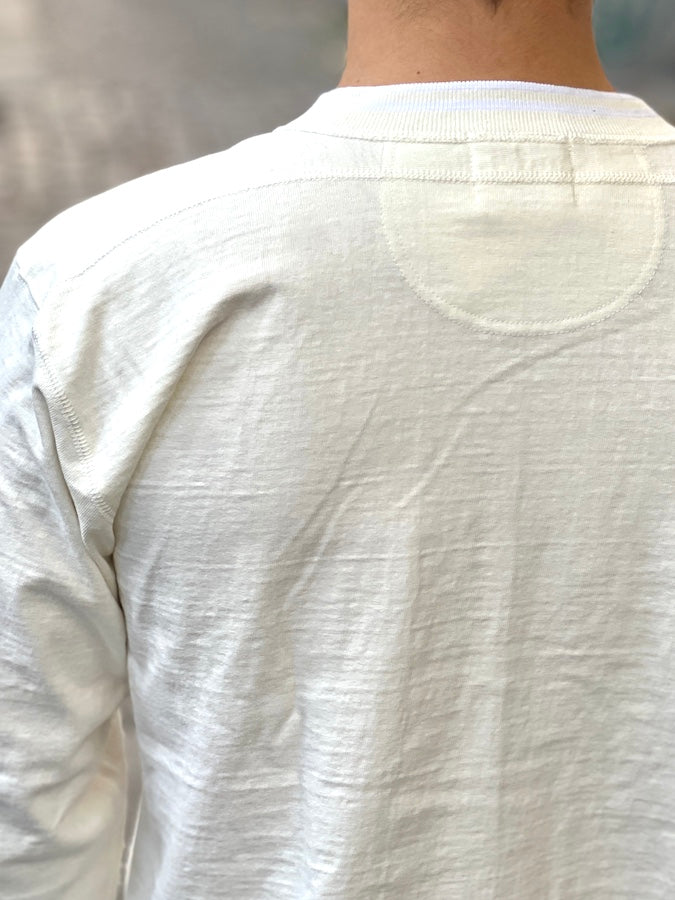 GLAD HAND & Co. - ROYAL CLASS - R-08 - Henry Pocket Long Sleeve T-Shirt - Loopwheeled - 100% U.S.A. Cotton - White