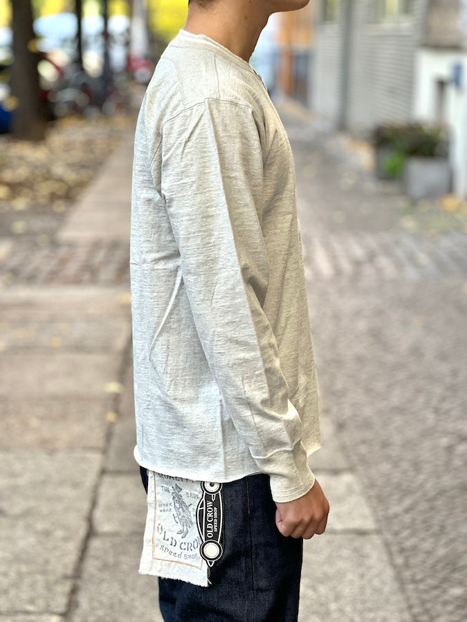 GLAD HAND & Co. - ROYAL CLASS - R-07 - Henry Long Sleeve T-Shirt - Loopwheeled - 100% U.S.A. Cotton - Oatmeal