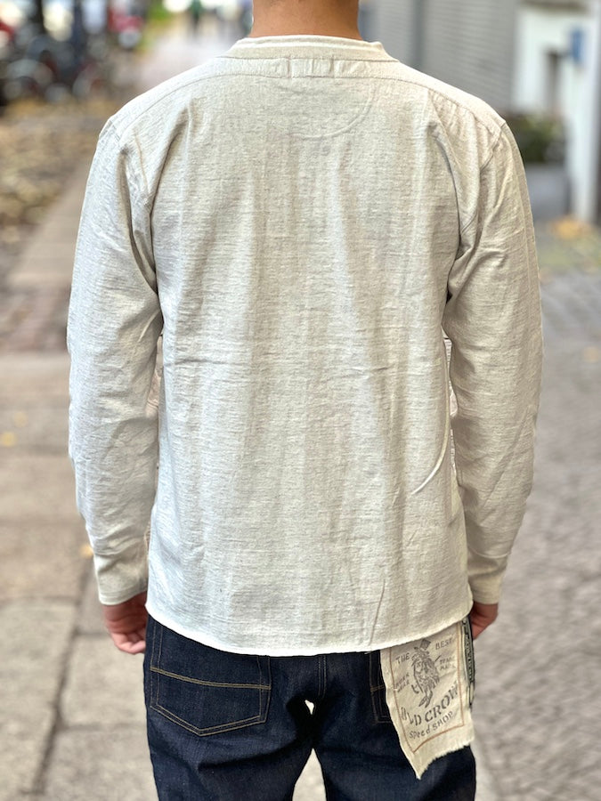 GLAD HAND & Co. - ROYAL CLASS - R-07 - Henry Long Sleeve T-Shirt - Loopwheeled - 100% U.S.A. Cotton - Oatmeal
